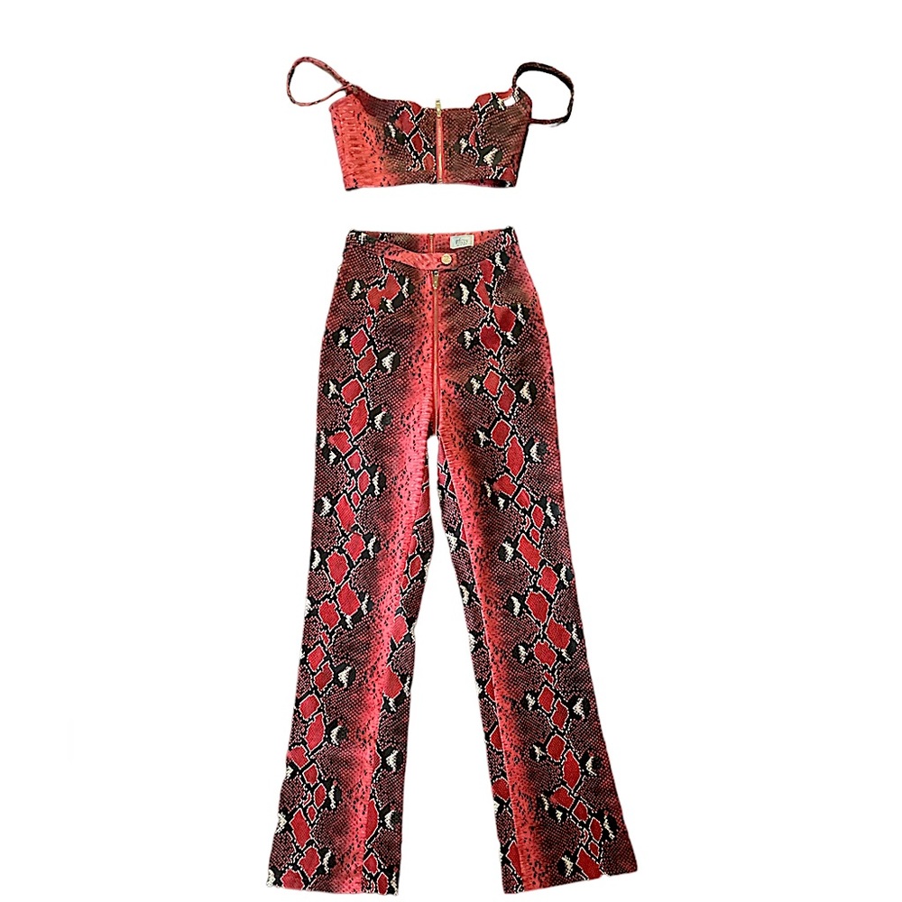 Oh Polly pink vegan leather snake skin set US 0 UK4
